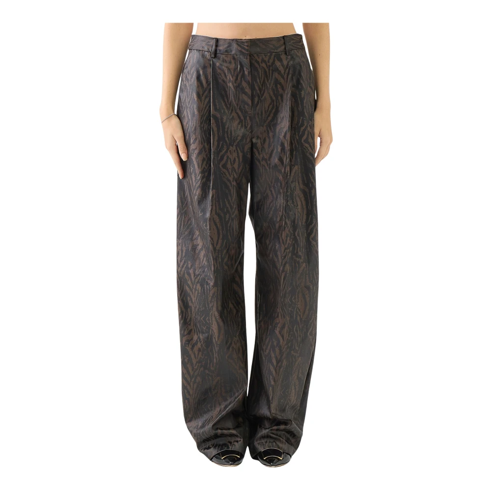 Just Cavalli Wijde broek met tijgerprint Brown Dames