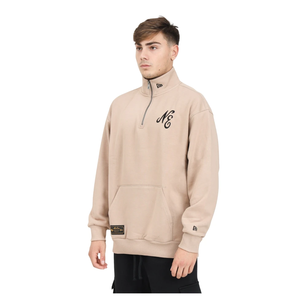 New Era Beige Lifestyle Half-Zip Sweater Beige, Herr