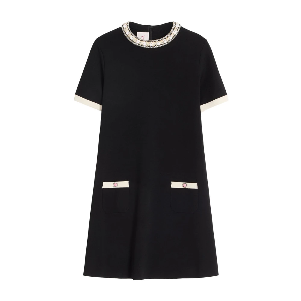 Valentino Garavani Women's Black Elegant Dress With Lace Detail