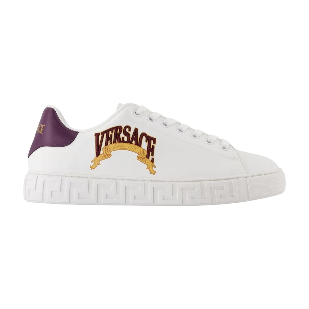 Versace Men's White Sneakers, 10 Uk, Greca Trainers