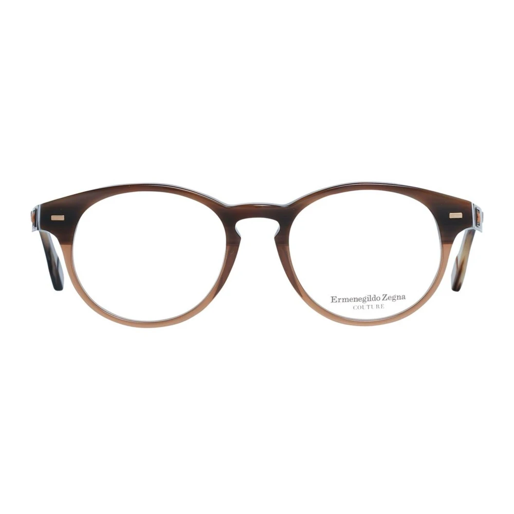 Ermenegildo Zegna Bruine Ronde Plastic Optische Monturen Brown Heren