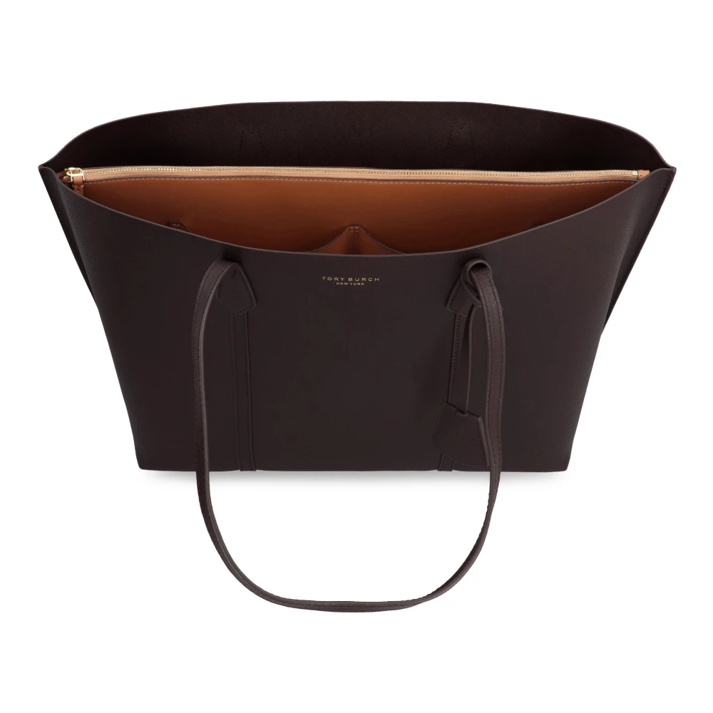 TORY BURCH Korrelig Leren Tote met Afneembare Bedel Red Dames