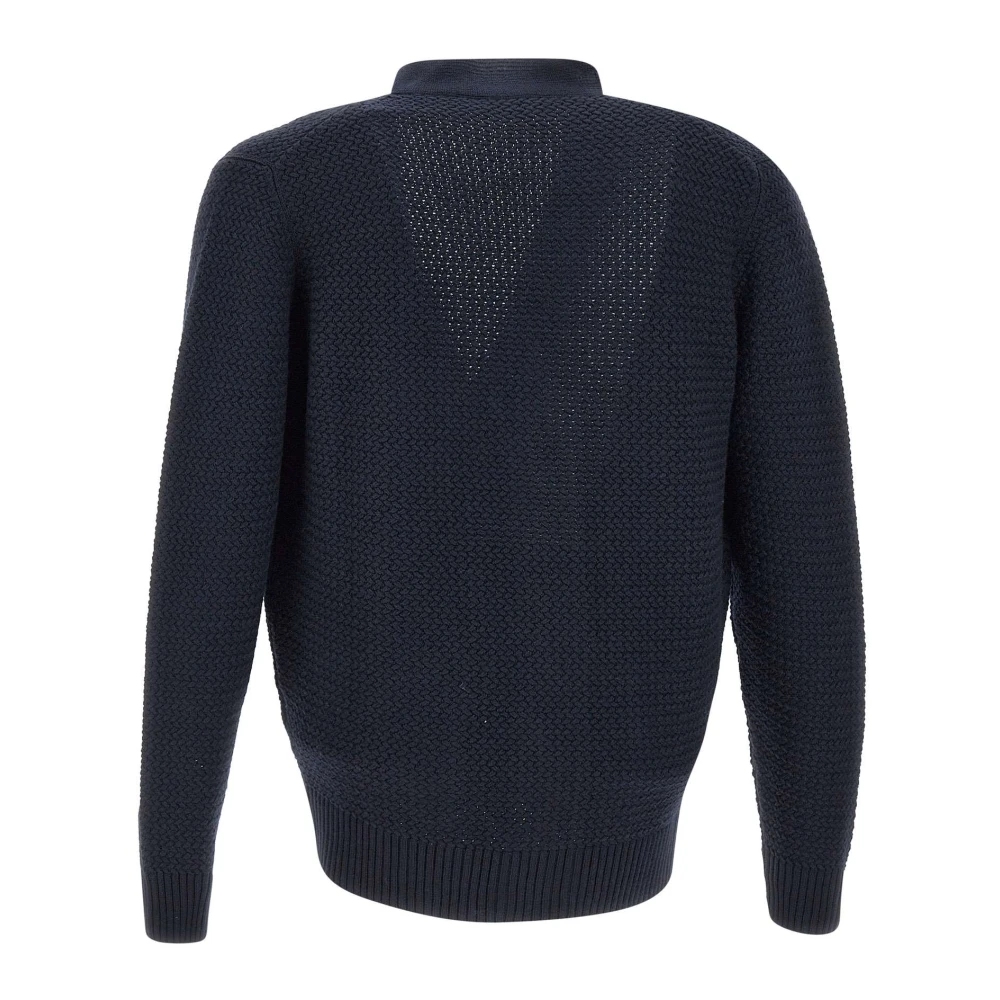 Filippo De Laurentiis Blauwe Merinowol Vest Honingraat Weefsel Blue Heren
