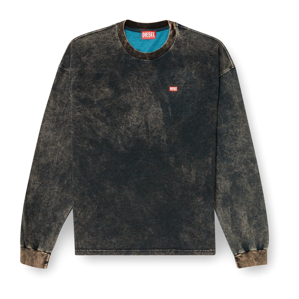 Diesel Women's Black Crew-Neck T-Shirts And Polos - Long Sleeve T-Shirts - L - Tops