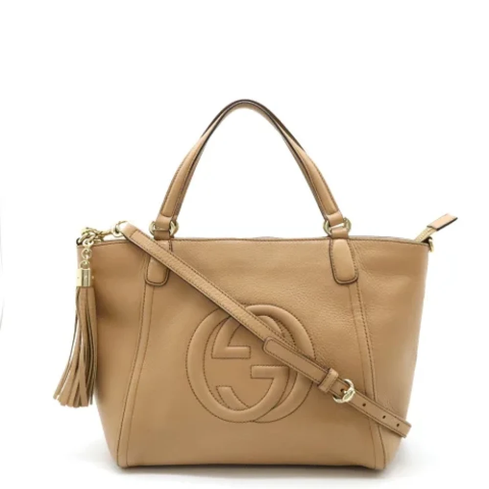 Gucci Vintage Pre-owned Leather handbags Beige Dames