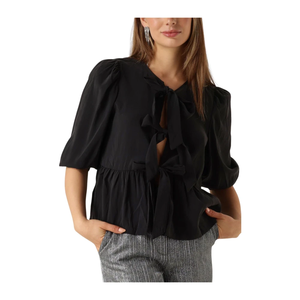 Object Zwarte Blouse 3 4 Mouw Elegant Top Black Dames