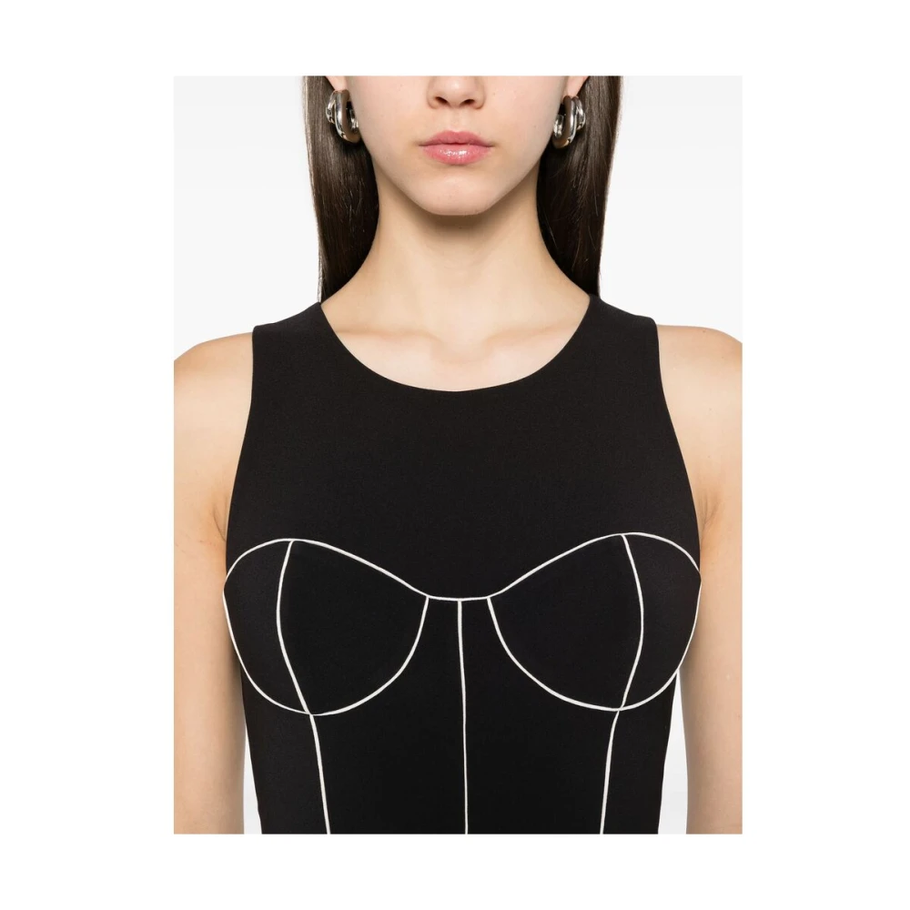Elisabetta Franchi Zwarte Mouwloze Jurk met Achterrits Black Dames