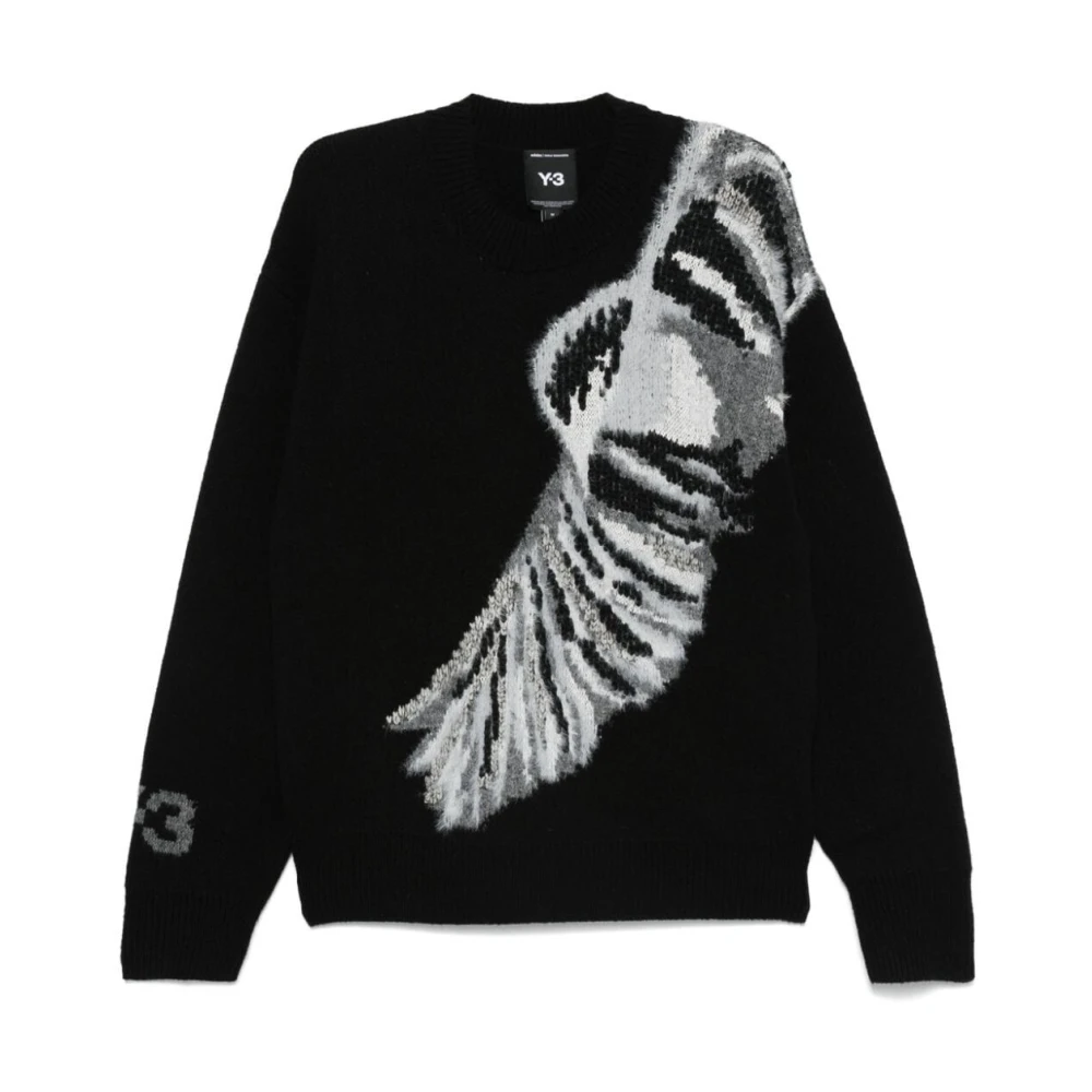 Y-3 Zwarte Gebreide Crew Sweater Black Heren