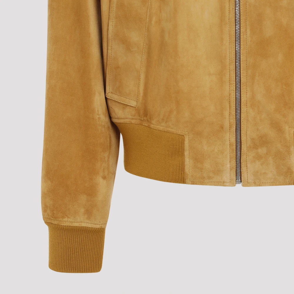 Bottega Veneta Luxe Suède Leren Jas Naakt Neutrals Beige Heren