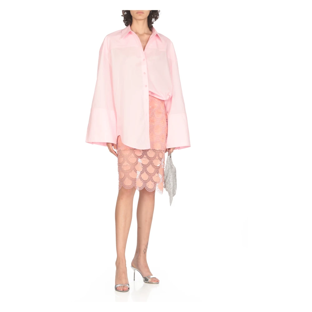 Rotate Birger Christensen Roze Pailletten Rok met Rits aan de Achterkant Pink Dames