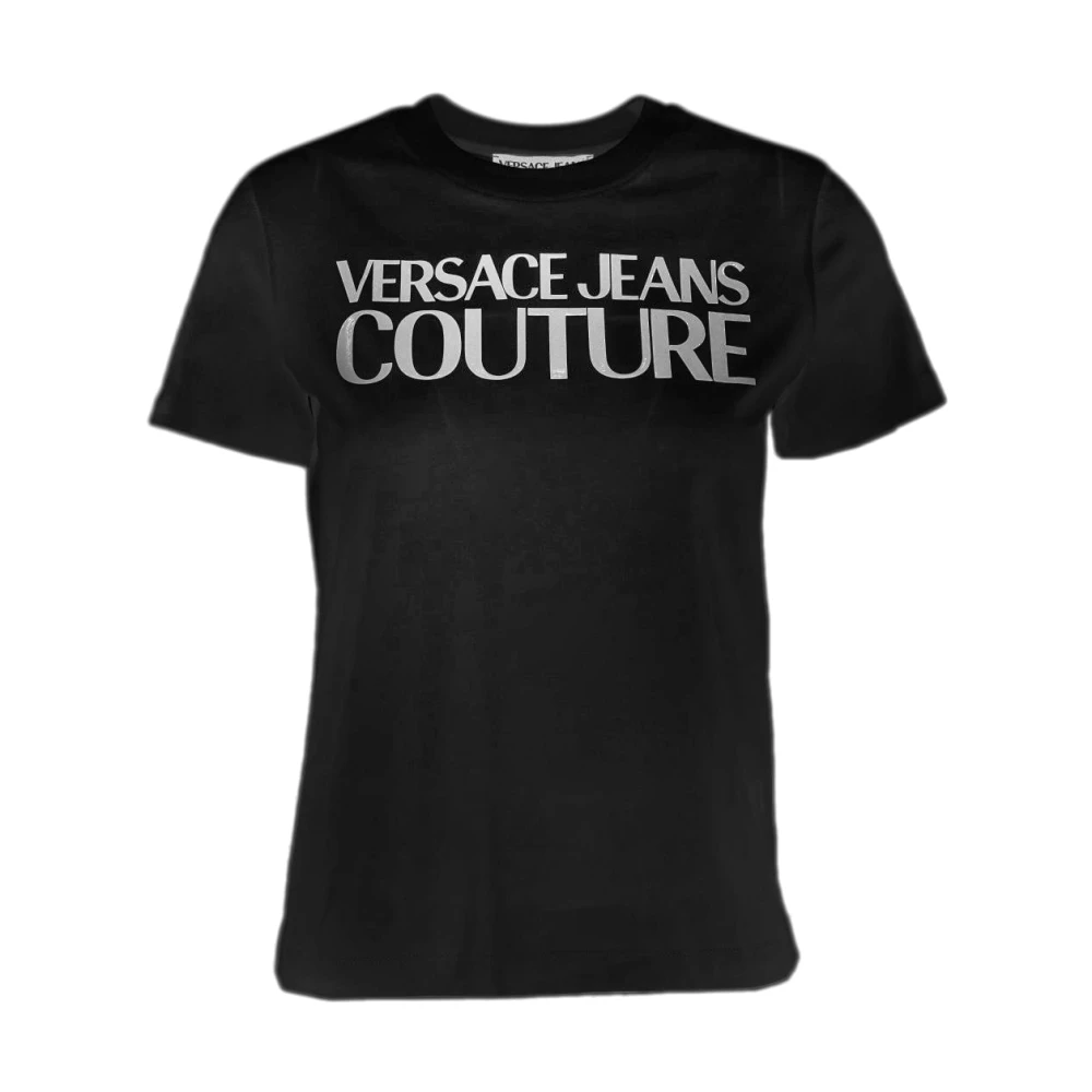 Versace Jeans Couture Zwarte T-shirt voor vrouwen Aw24 Black Dames
