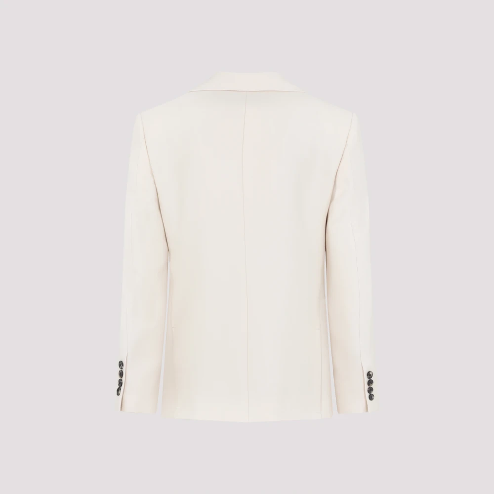 Valentino Luxe Wollen Jas Naakt Neutrals Beige Heren