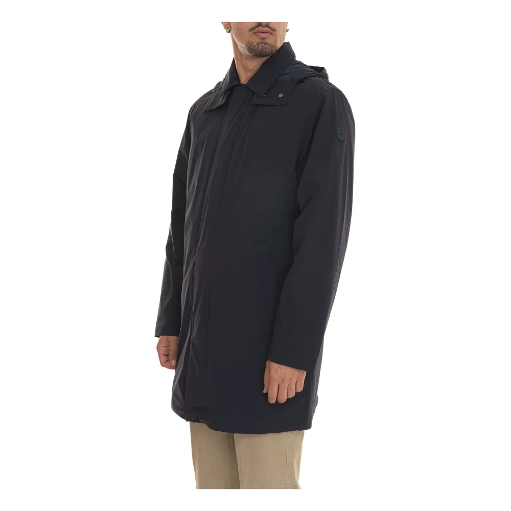 Gant Lange Effen Jas met Afneembare Capuchon Blue Heren