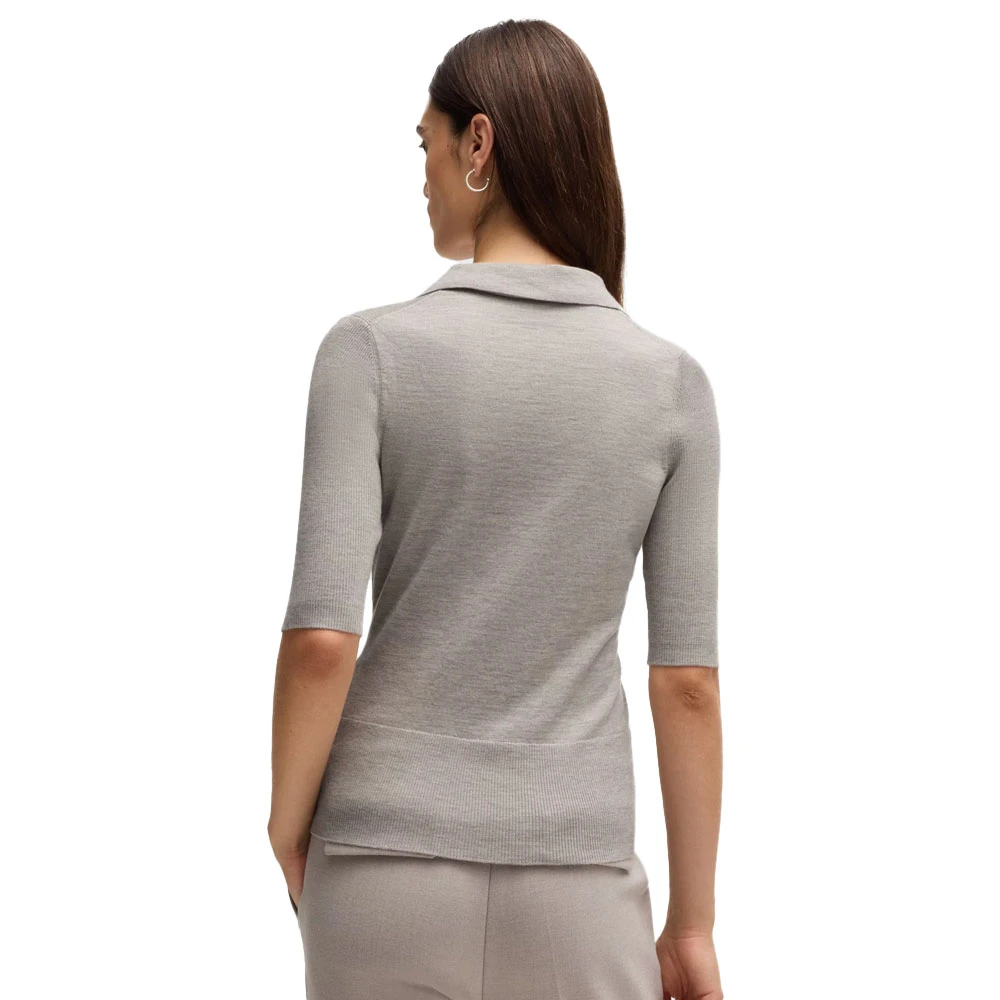 Hugo Boss Kortemouw gebreide polo in grijs Gray Dames