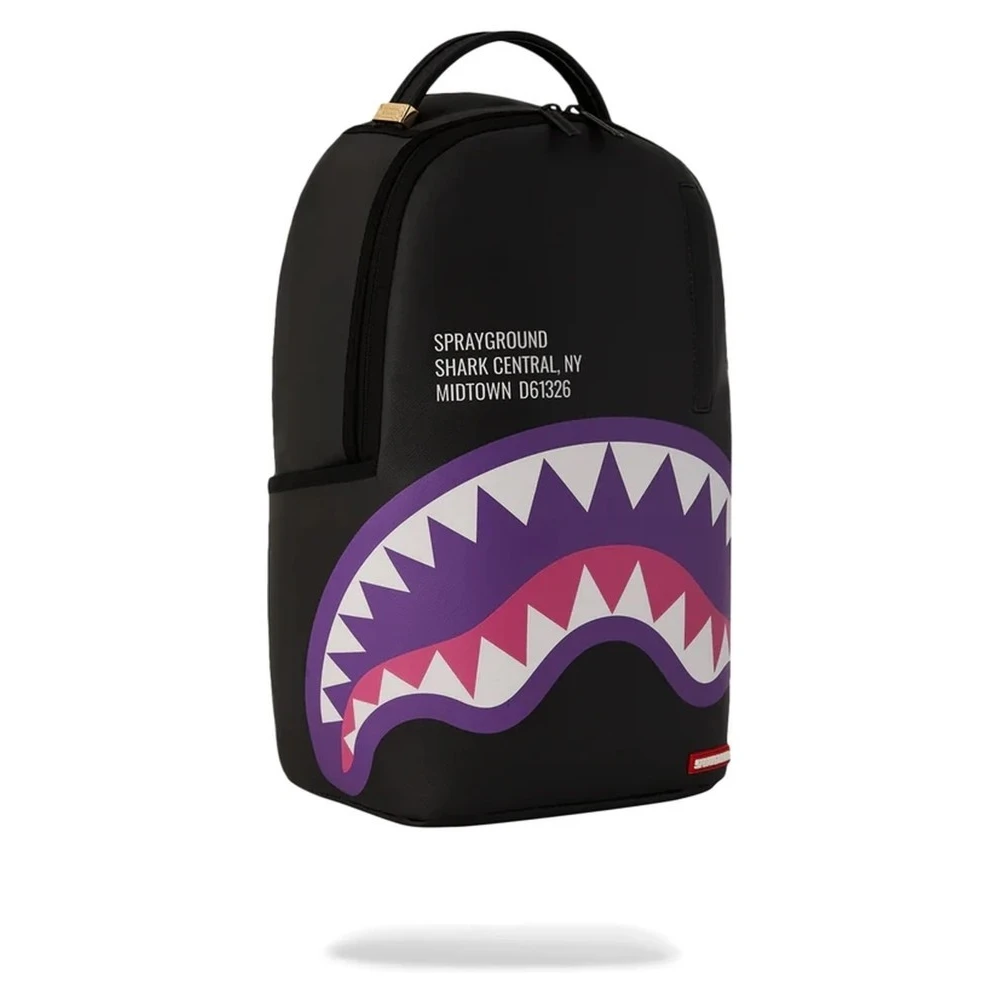 Sprayground Zwarte Shark Central Paarse Rugzak Black Heren