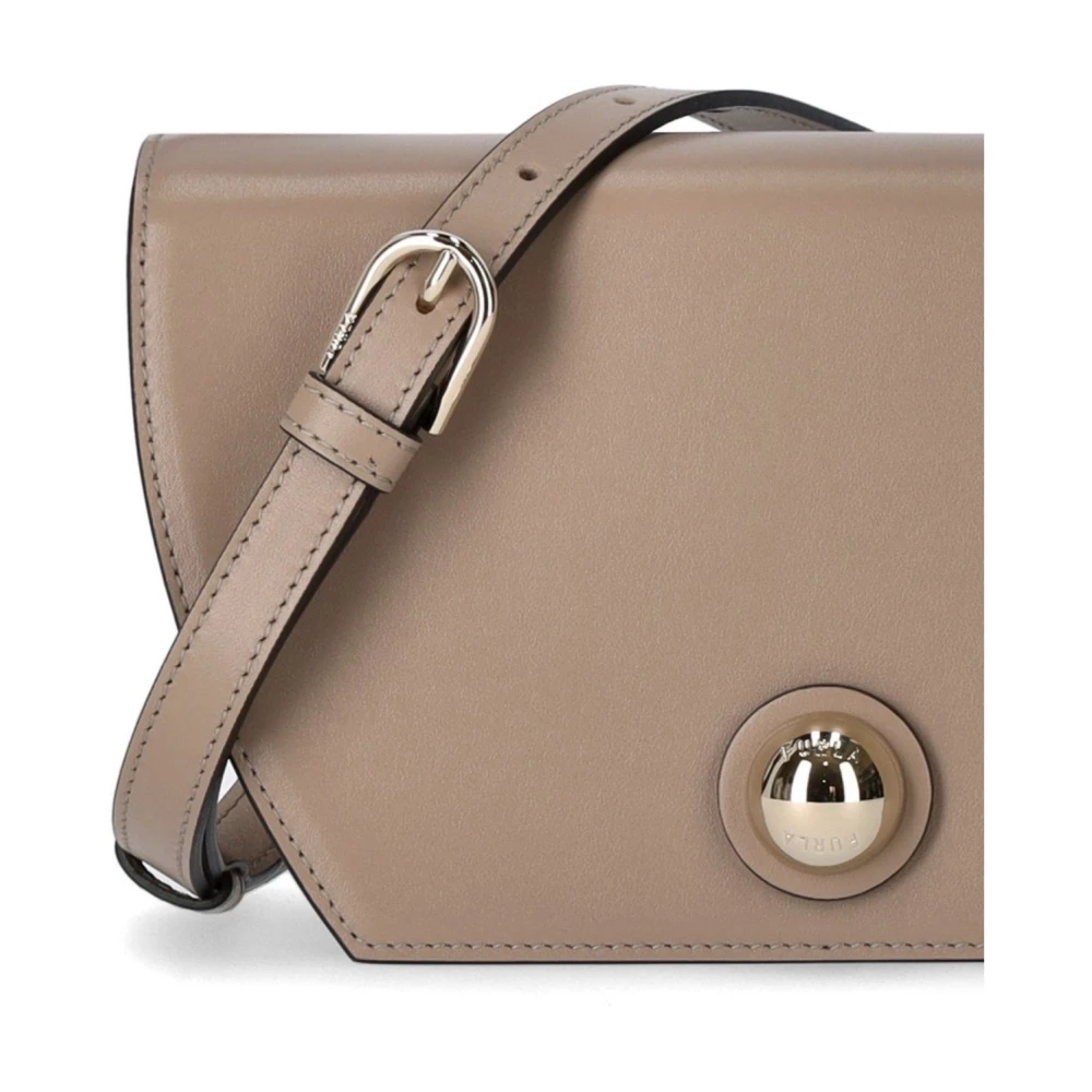 Furla Mini Greige Leren Crossbody Tas Gray Dames