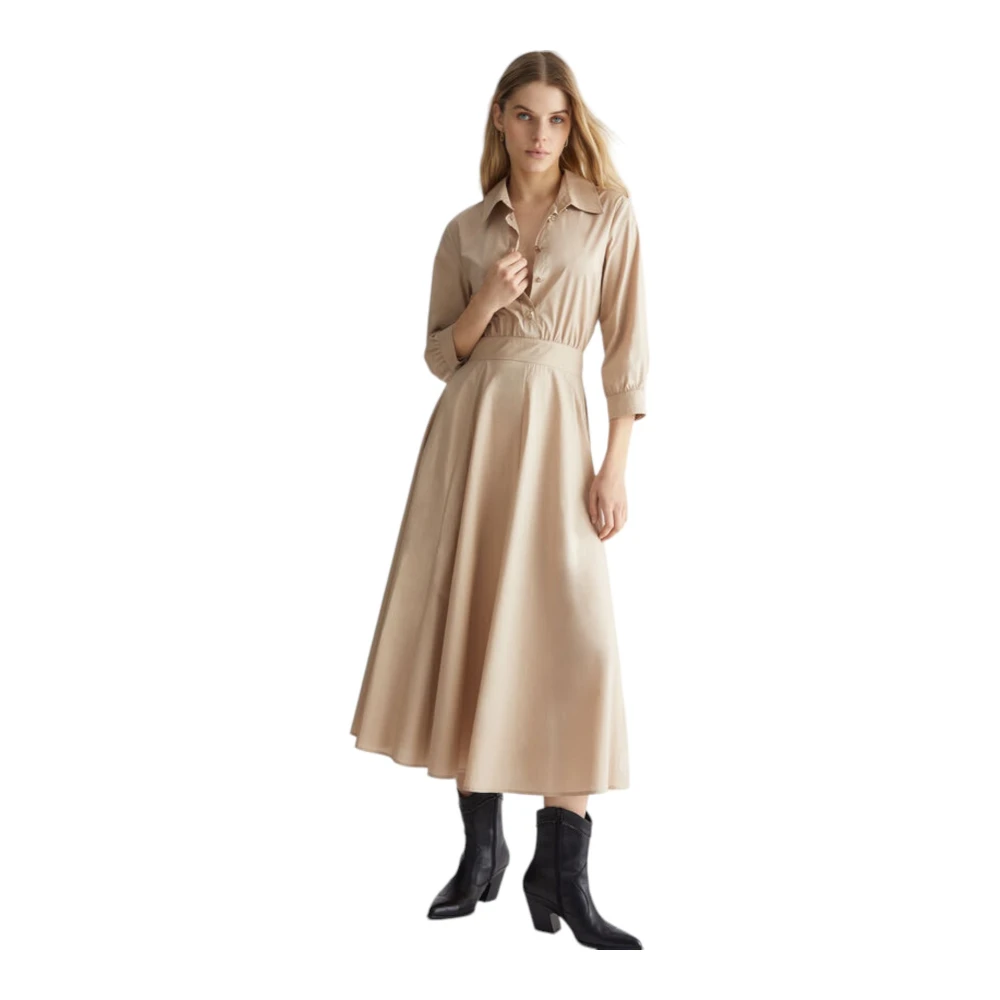 Liu Jo Elegante Lange Jurk Beige Dames