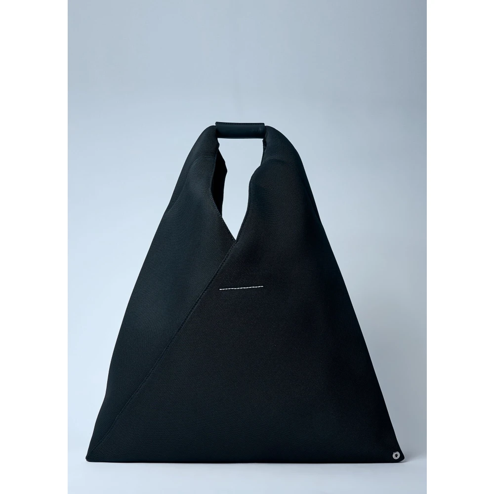 MM6 Maison Margiela Panel Gebreide Handtas met Leren Afwerking Black Dames