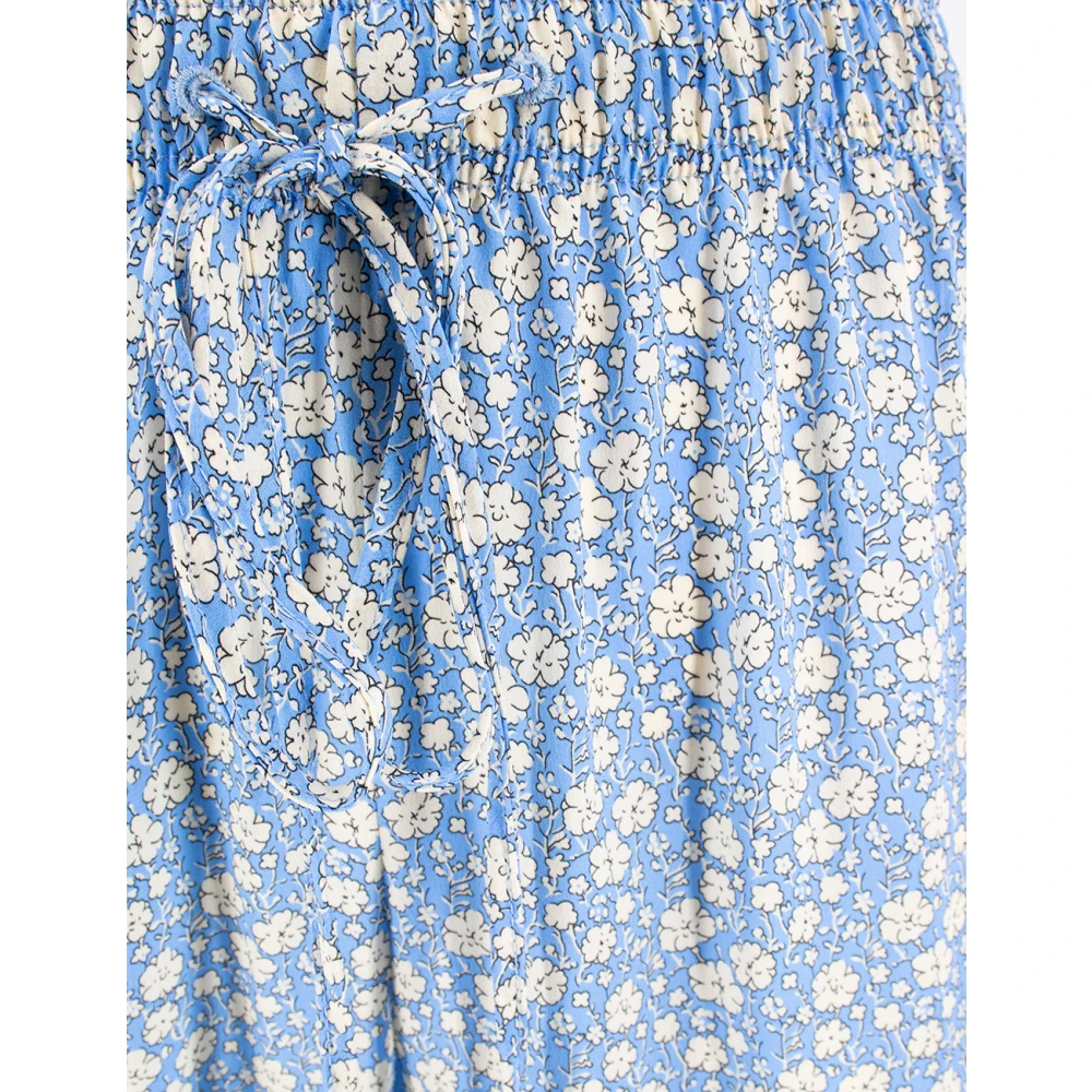 Ermanno Scervino Bloemen Zijden Elastische Trekkoord Broek Blue Dames