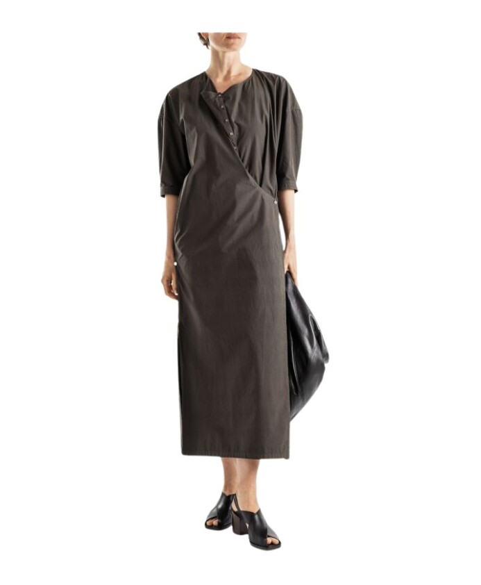 robe-en-coton-marron-torsadee