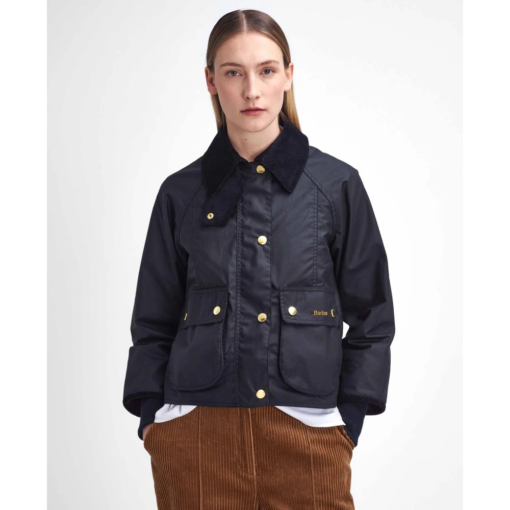 Barbour Cropped Beadnell Gewaxte Jas Blue Dames