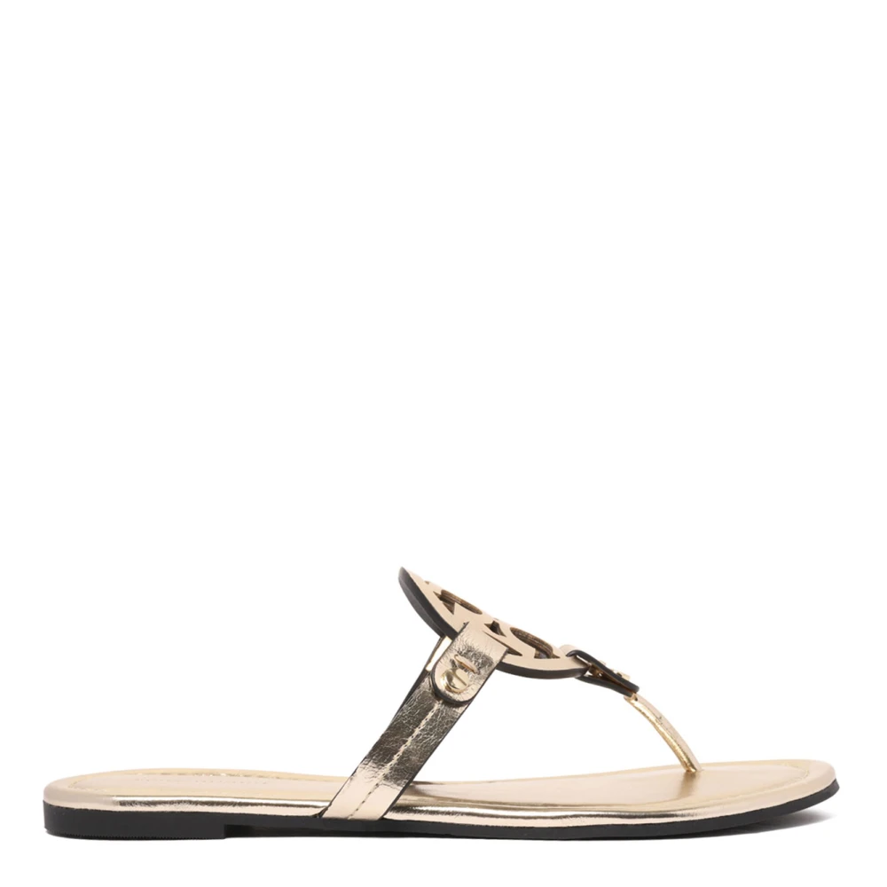 Tory Burch Women's Yellow Gold Miller Sandals With Double T - Flip Flops - 3 Uk - Shoes