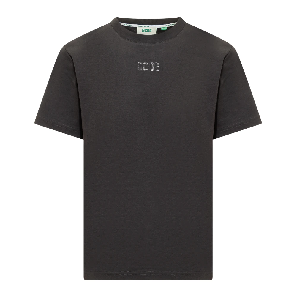 Gcds T-shirt met strass logo Gray Heren