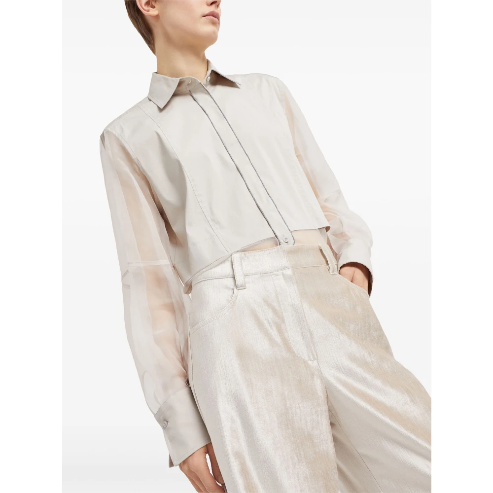BRUNELLO CUCINELLI Beige Velvet Loose Broek Beige Dames