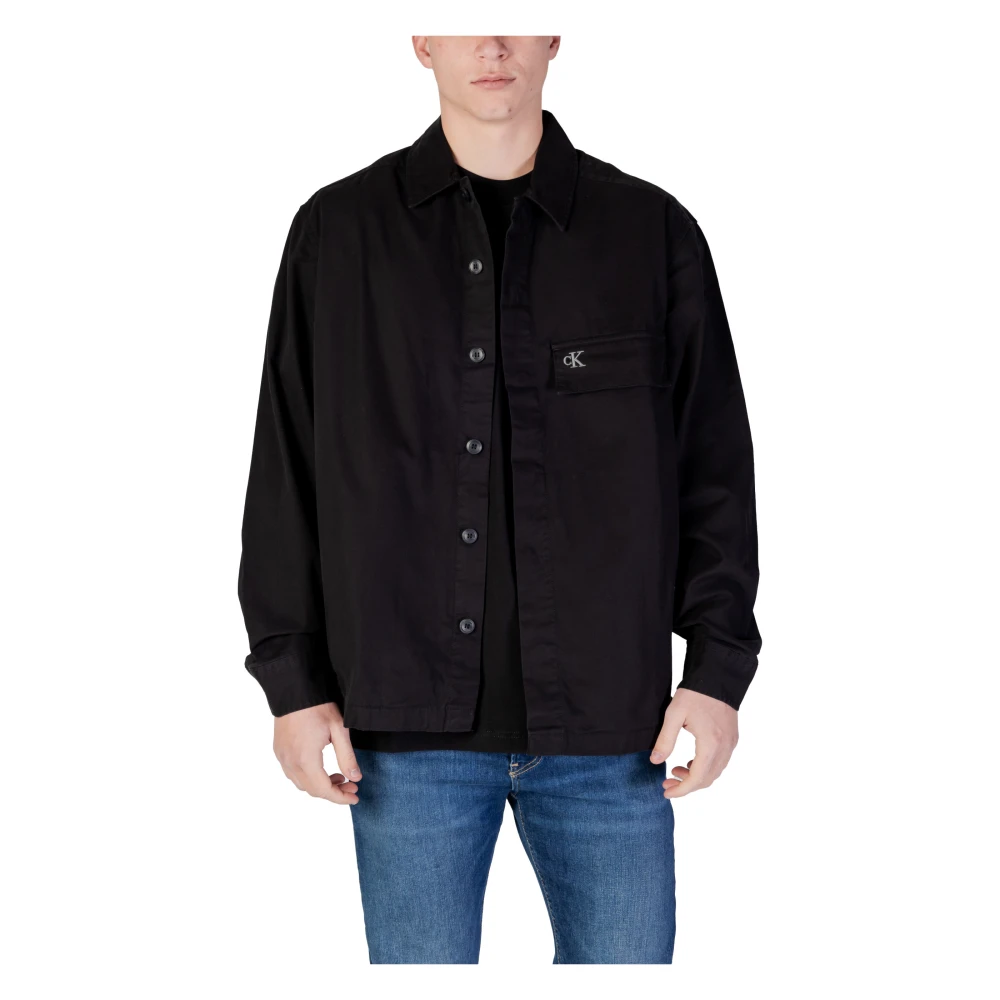 Calvin Klein Jeans Men's Black Cotton Button-Up Shirt