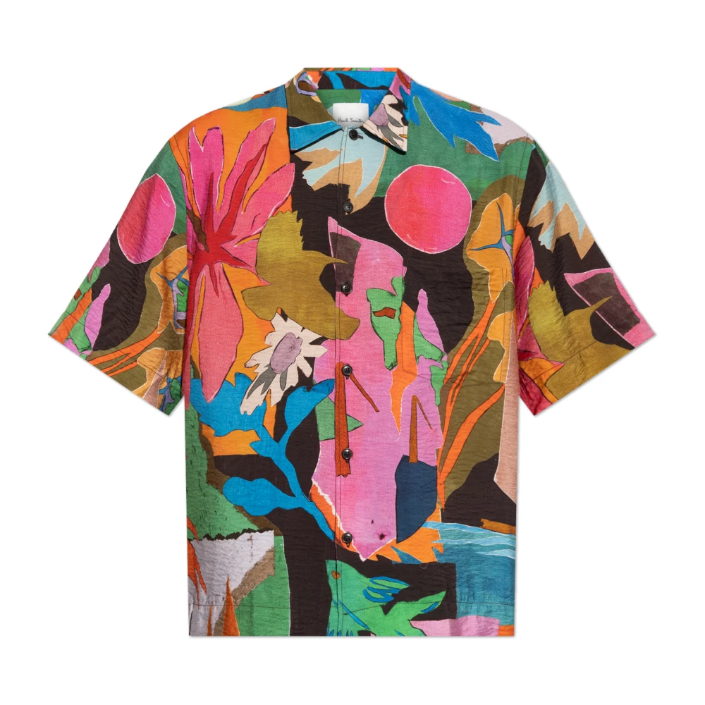Paul Smith Men's Multicolor Short Sleeve Shirts, M, Patterned Shirt
