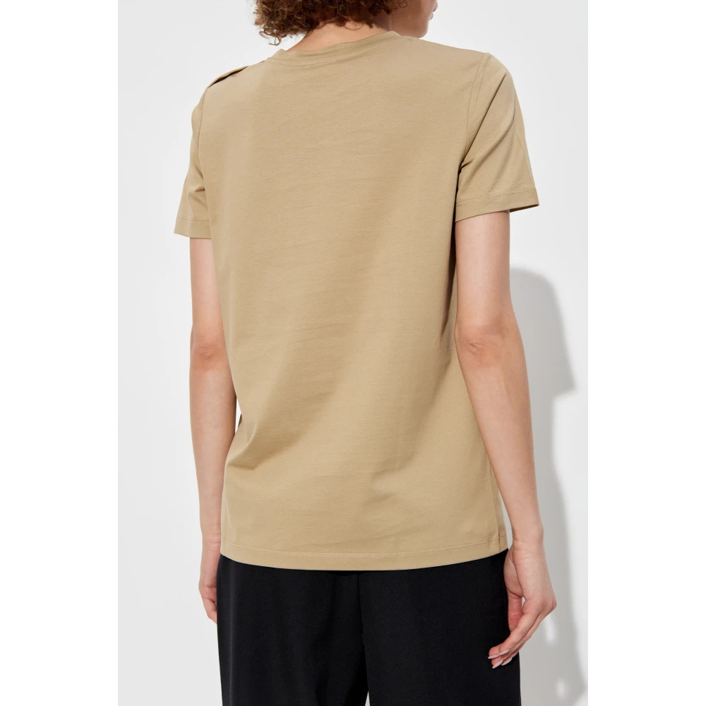 Balmain T-shirt met bedrukt logo Beige Dames