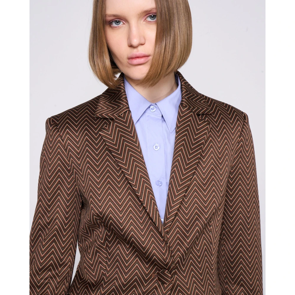 Silvian Heach Gestreepte single-breasted blazer met klassieke revers Brown Dames