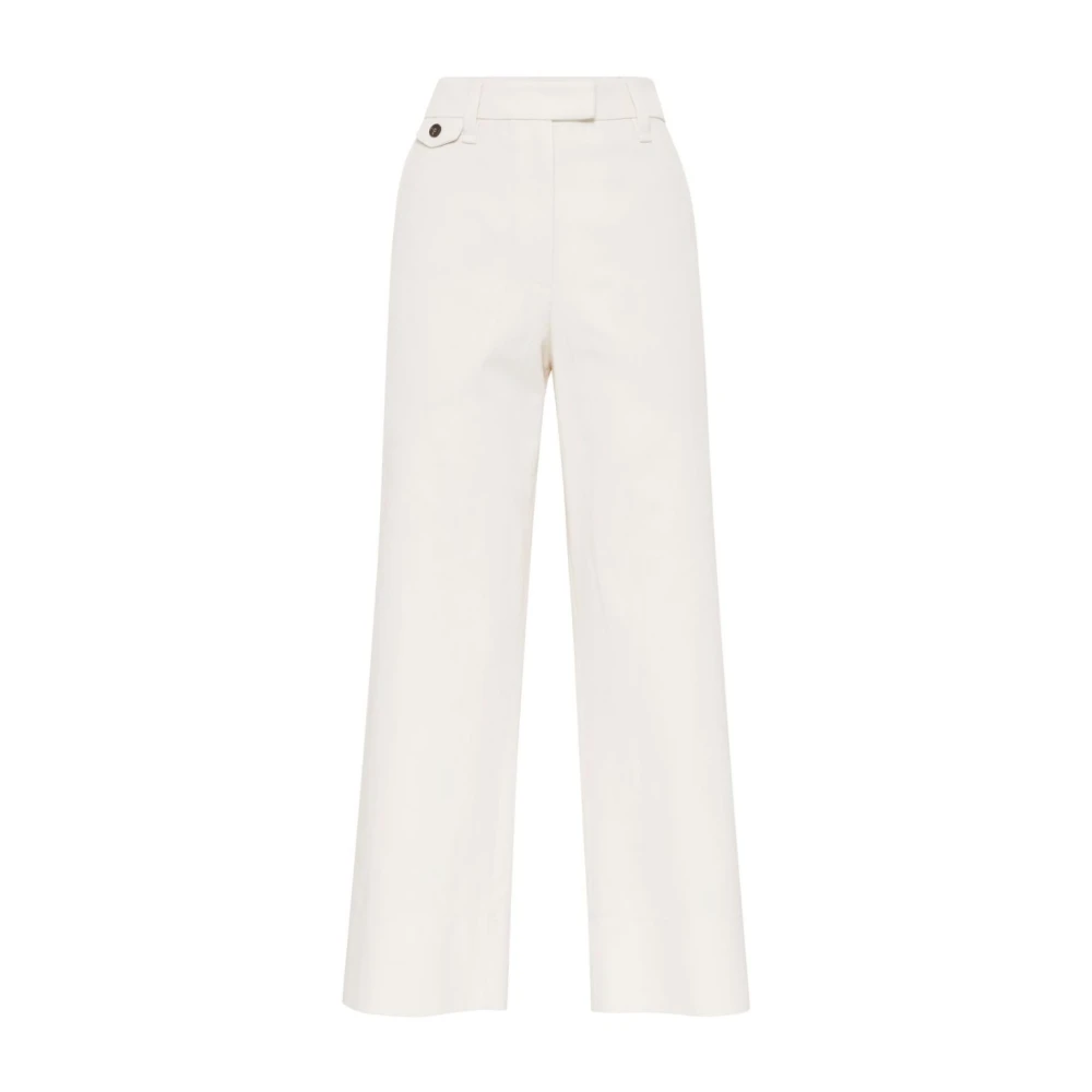 BRUNELLO CUCINELLI Elegante Cropped Broek met Juweelborduurwerk White Dames