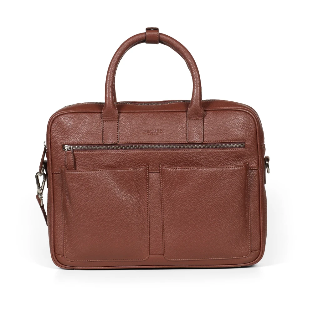 Howard London Zwarte leren laptoptas voor zakelijk gebruik Brown Heren