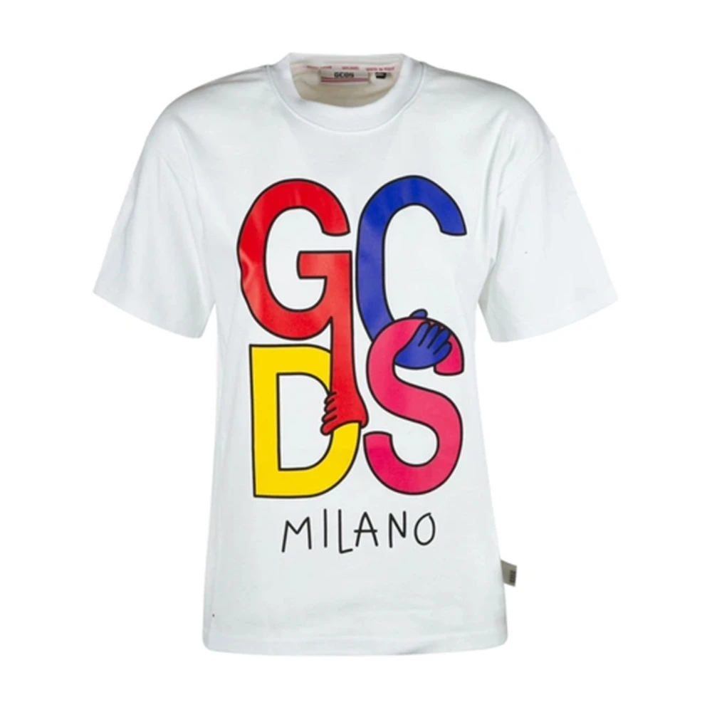Gcds Wit Katoenen T-Shirt met Logodetail White Dames