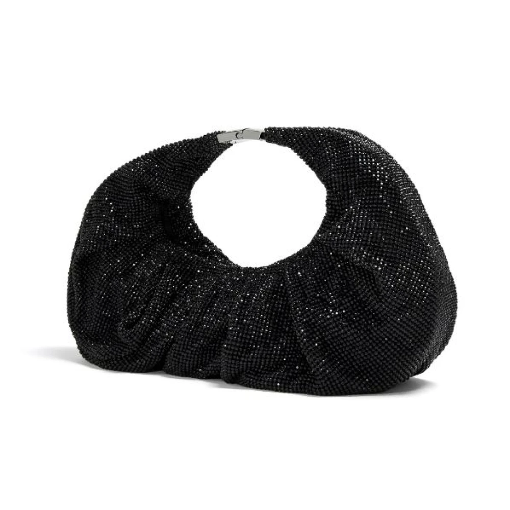 Benedetta Bruzziches Zwarte Mesh Top Handtas met Kristalversiering Black Dames