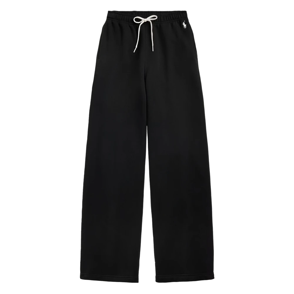 Polo Ralph Lauren , Wide Trousers, Female, Black, Xs, Knit Open Bottom Sweatpant