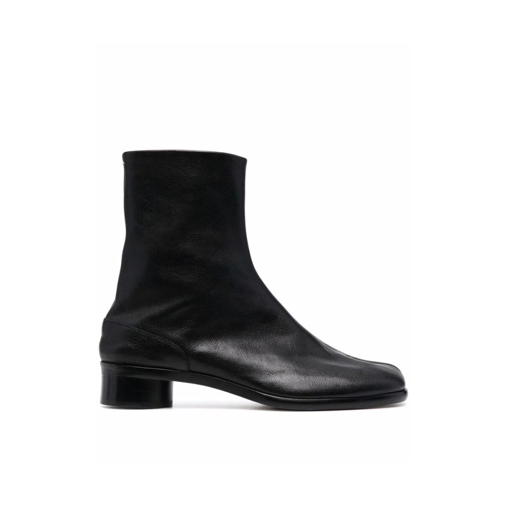 Maison Margiela Zwarte Leren Split Teen Enkellaarzen Black Heren