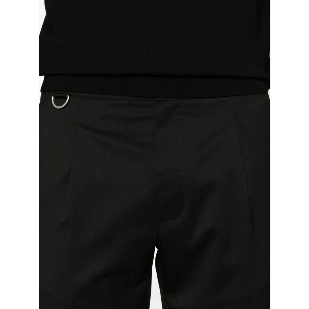 Low Brand Zwarte wollen broek met D-ringdetail Black Heren