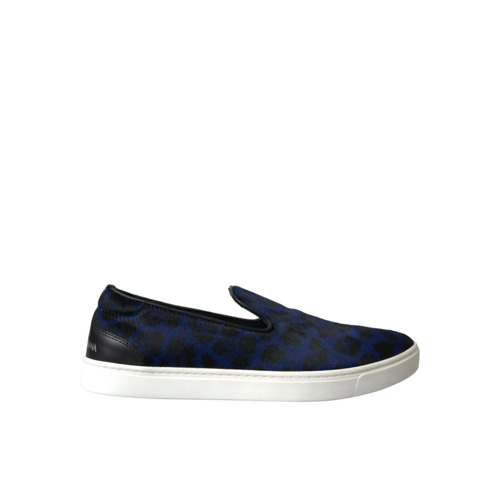 Dolce & Gabbana Men's Blue Leopard Print Slip-On Trainers - Loafers - 6 1/2 Uk - Shoes