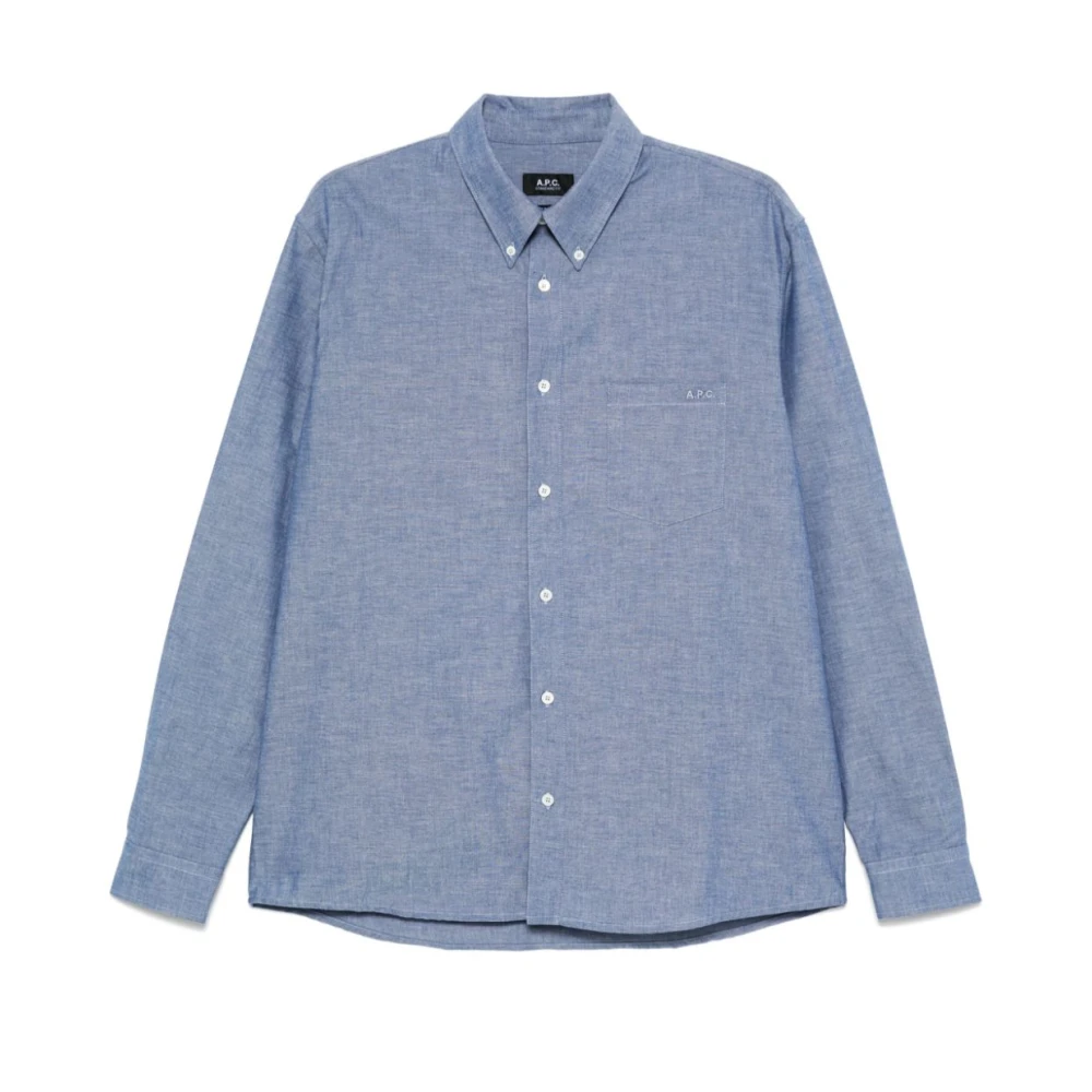 A.p.c. Broderad Edouard Skjorta Blue, Herr