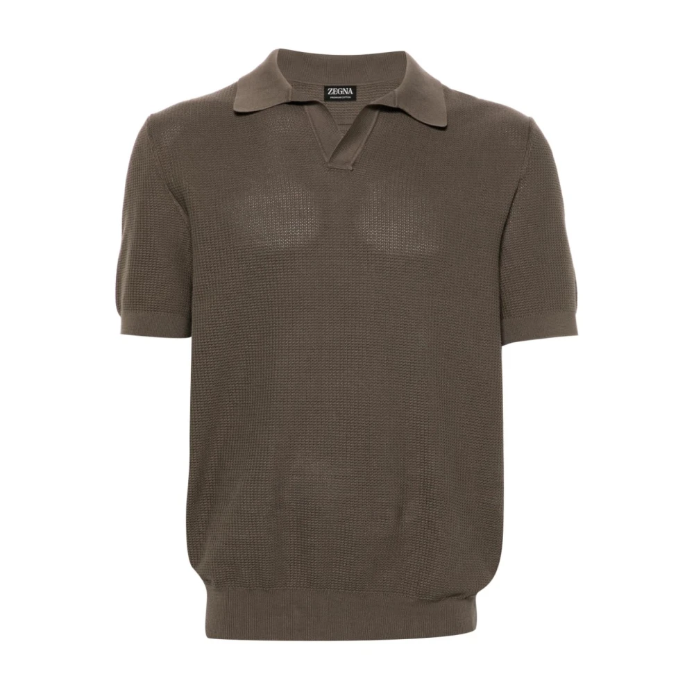 Z Zegna Taupe Point Polo Shirt Gray Heren