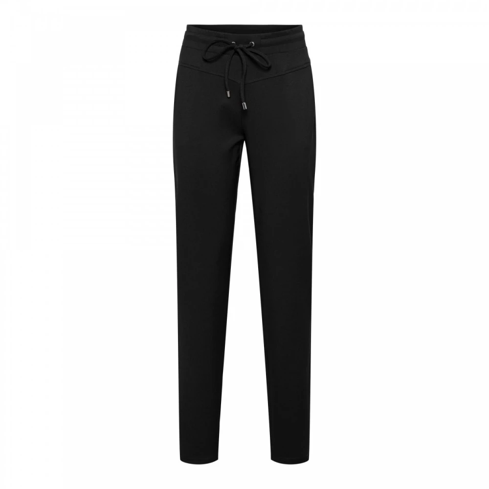&Co Woman Twill Zwarte Broek met Details Black Dames