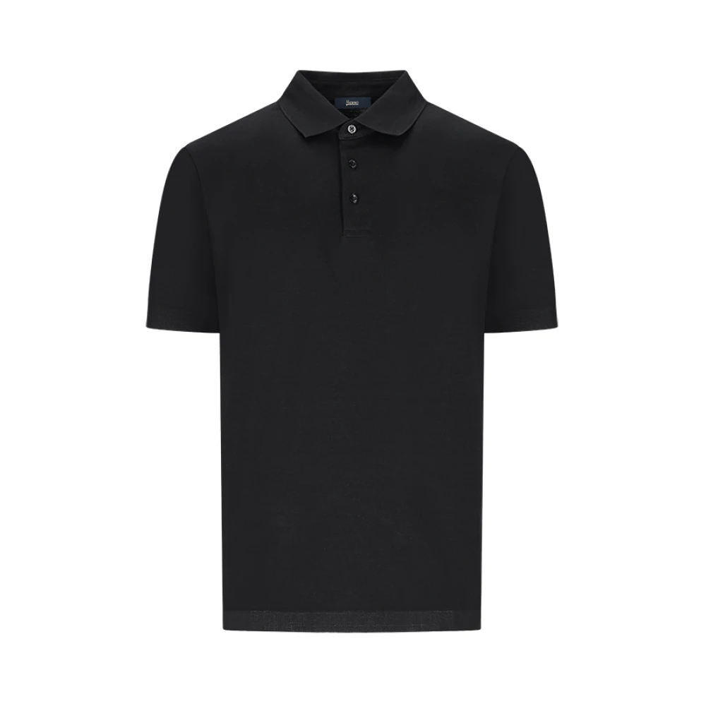 Herno Men's Black Polo Shirts, L, Jersey Knit Effect Polo Shirt