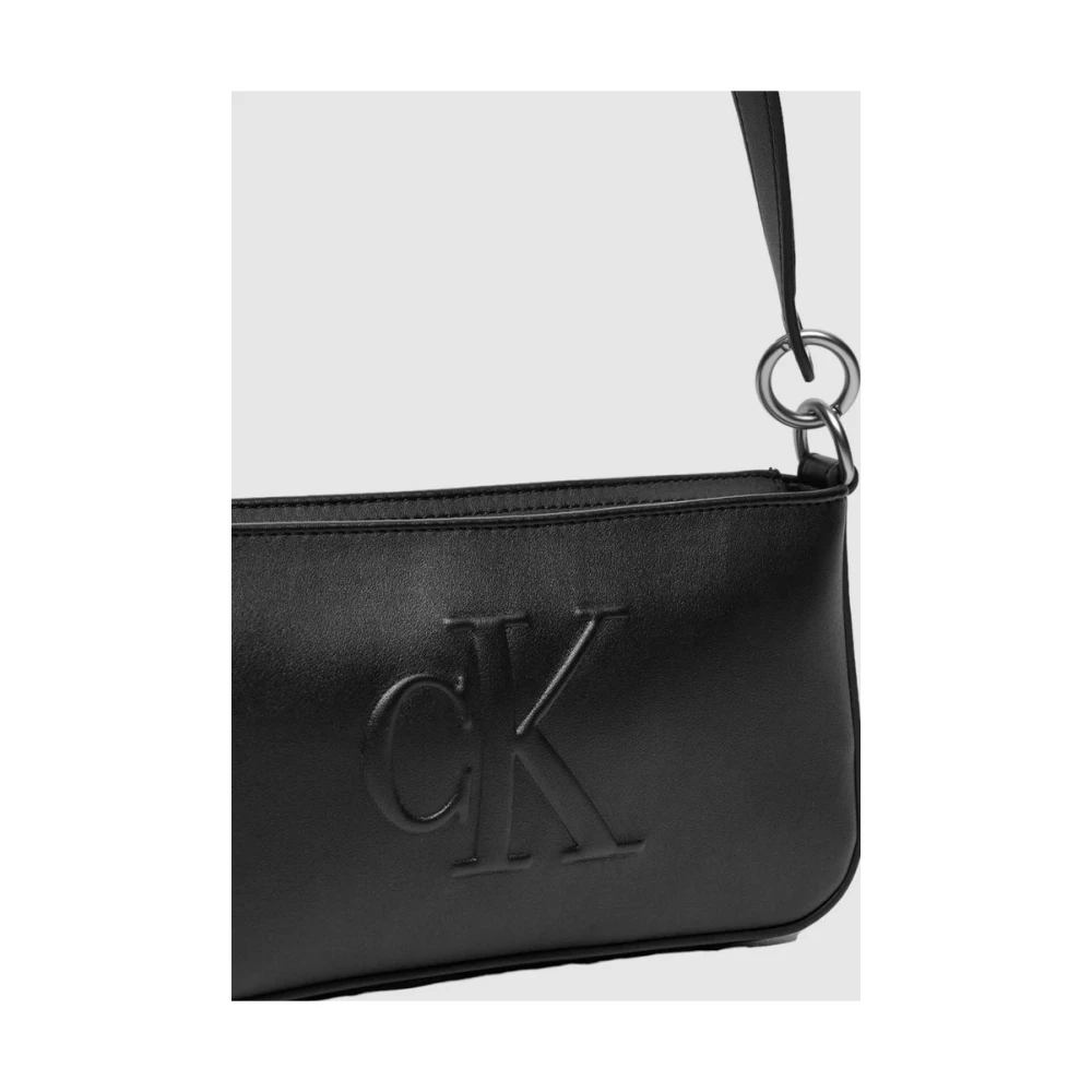 Calvin Klein Jeans Zwarte Polyethyleen Schoudertas Black Dames