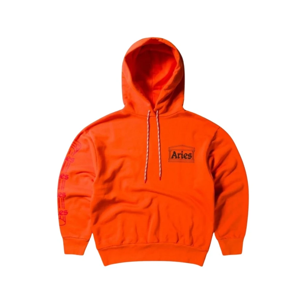 Aries Jersey Column Hoodie met Mouwgrafiek Orange Heren