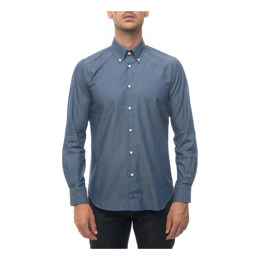 Càrrel Denim Button-Down Casual Overhemd Blue Heren