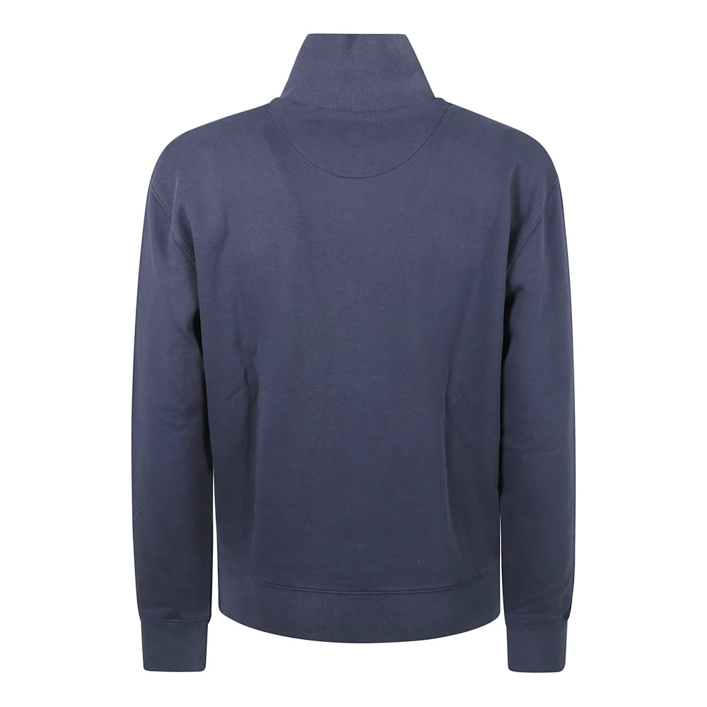 Maison Kitsuné Fox Head Patch Half Zip Sweater Blue Heren