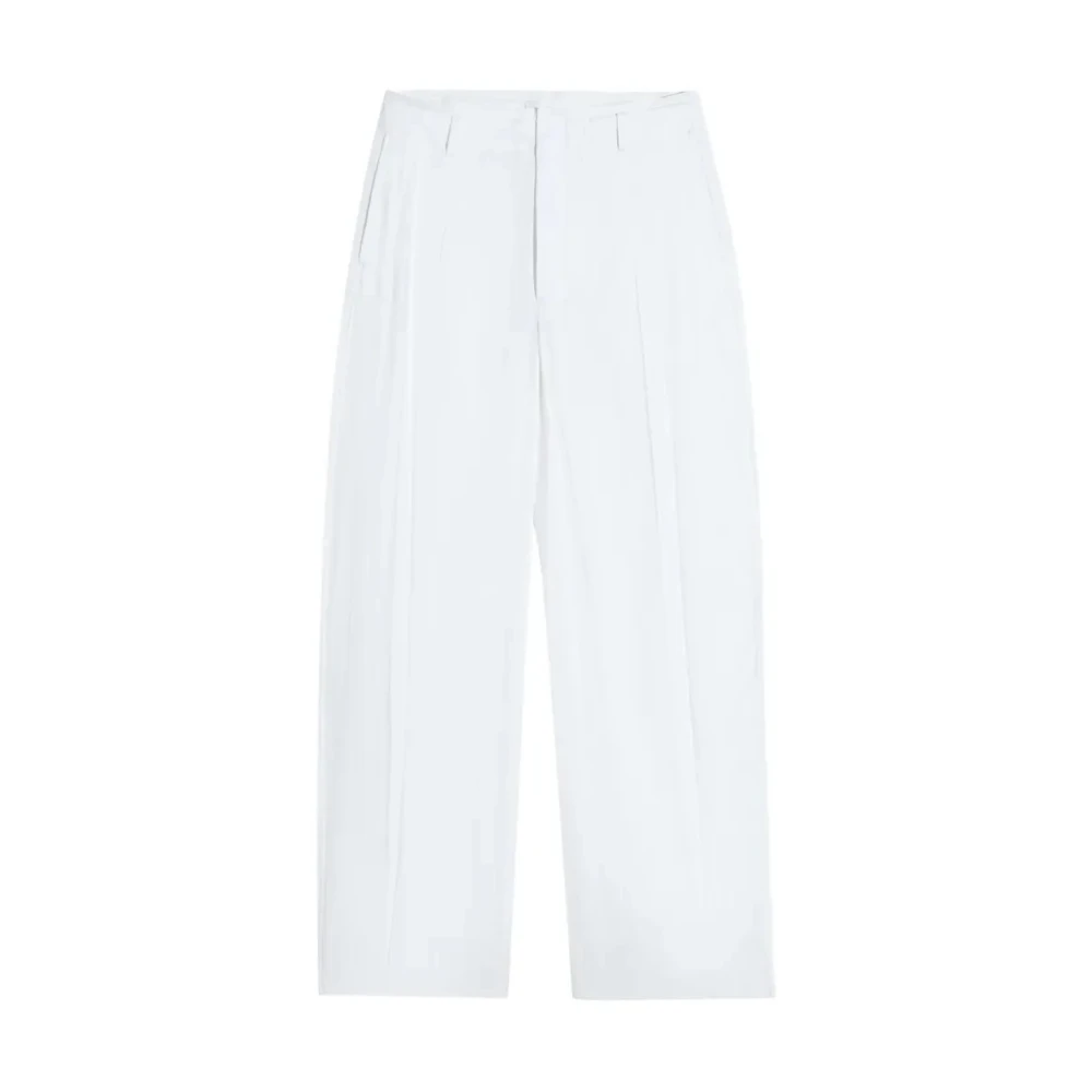 Lemaire White Creased Soft Trousers - Female - Wide Trousers - Xs - Trousers
