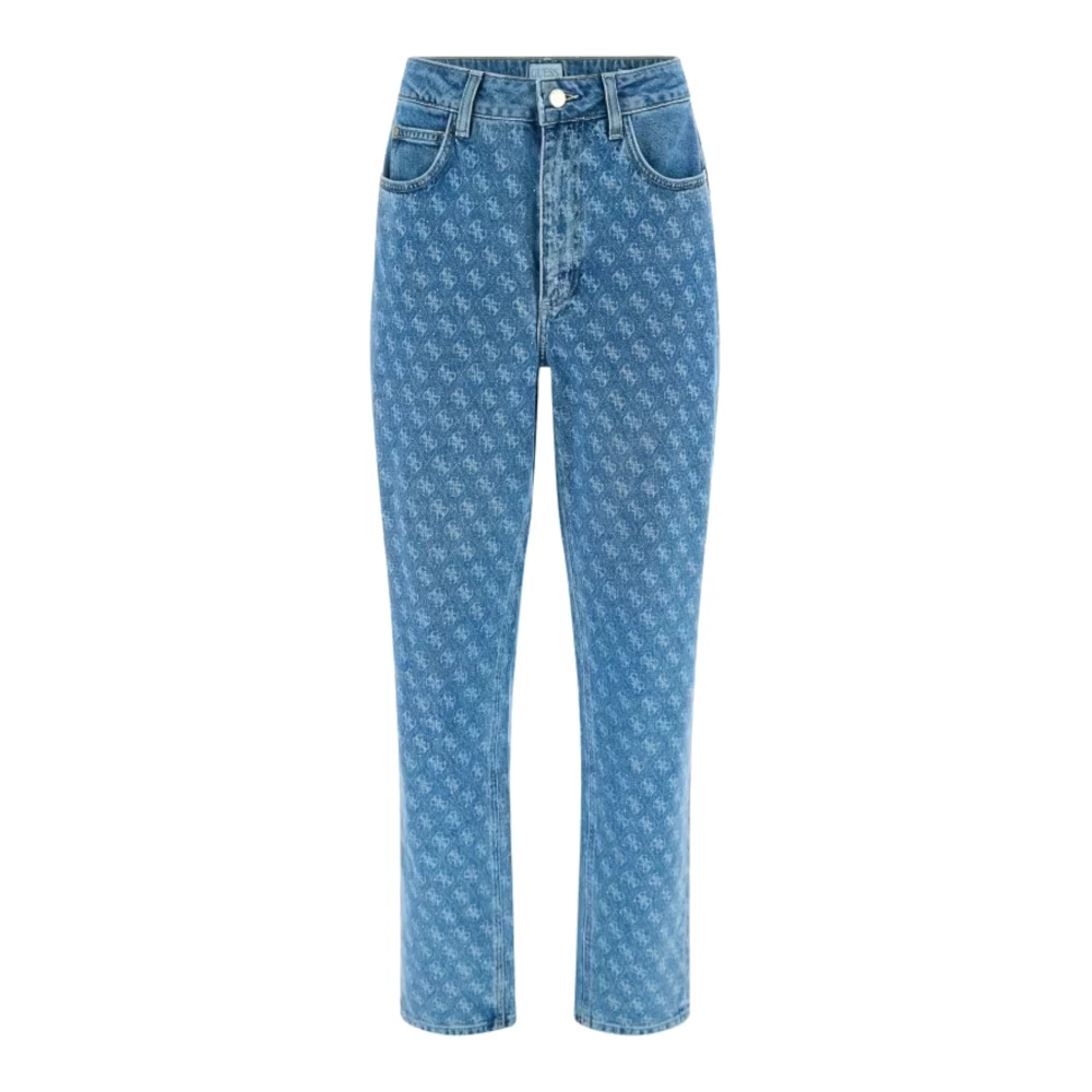 Guess Denim Blauw 4G Logo Strass Jeans Blue Dames